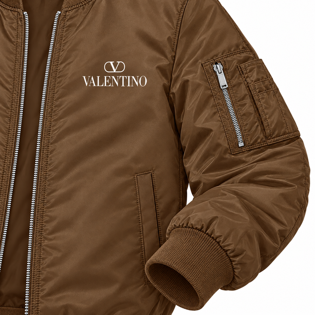 Men's Valentino Lightweight Bomber Jacket | Color: Brown | Image 5