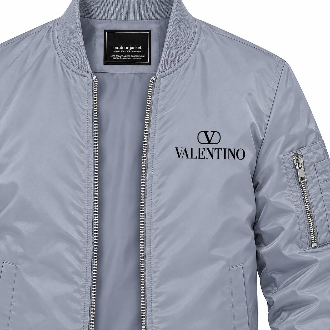 Men's Valentino Lightweight Bomber Jacket | Color: Grey | Image 2