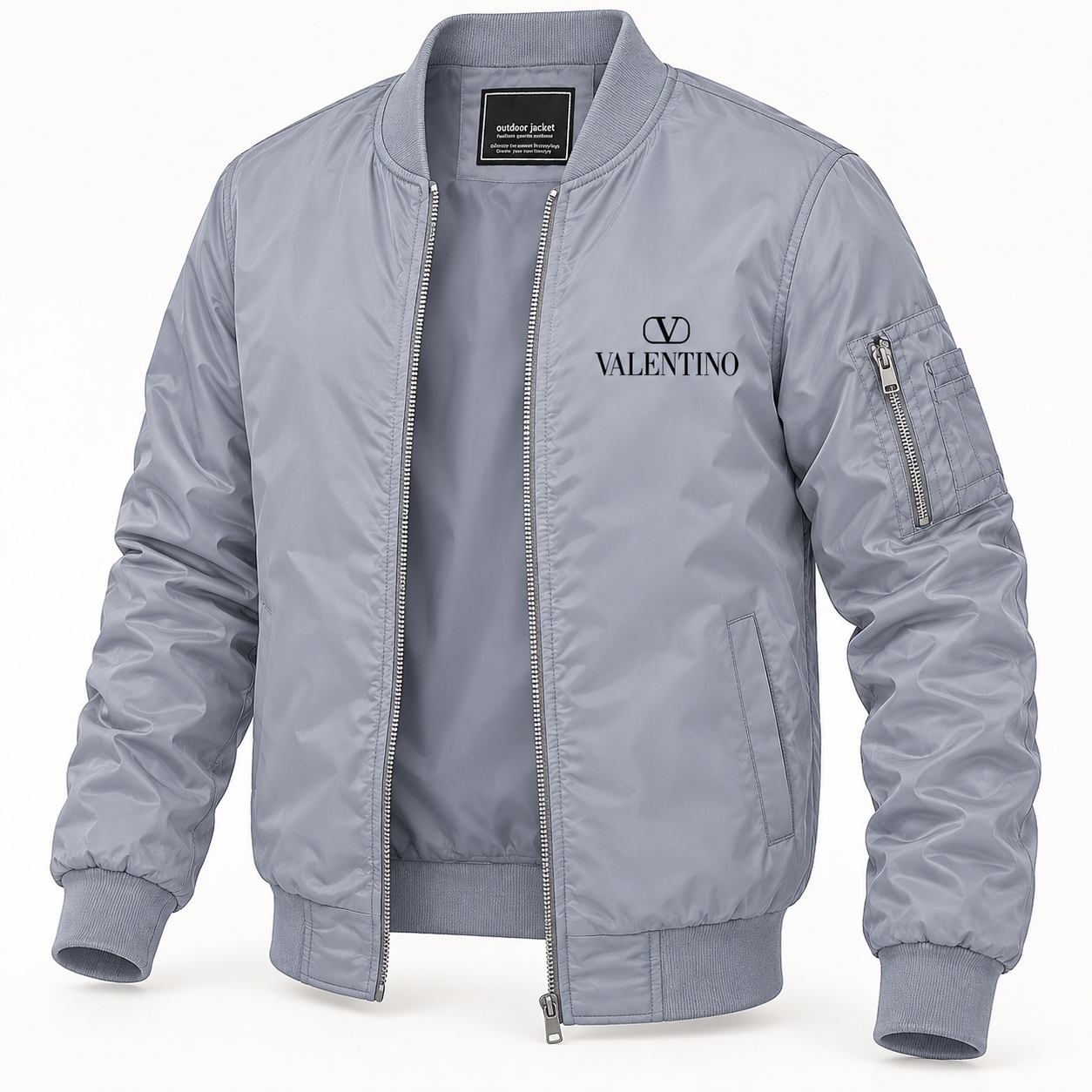 Men's Valentino Lightweight Bomber Jacket | Color: Grey | Image 4