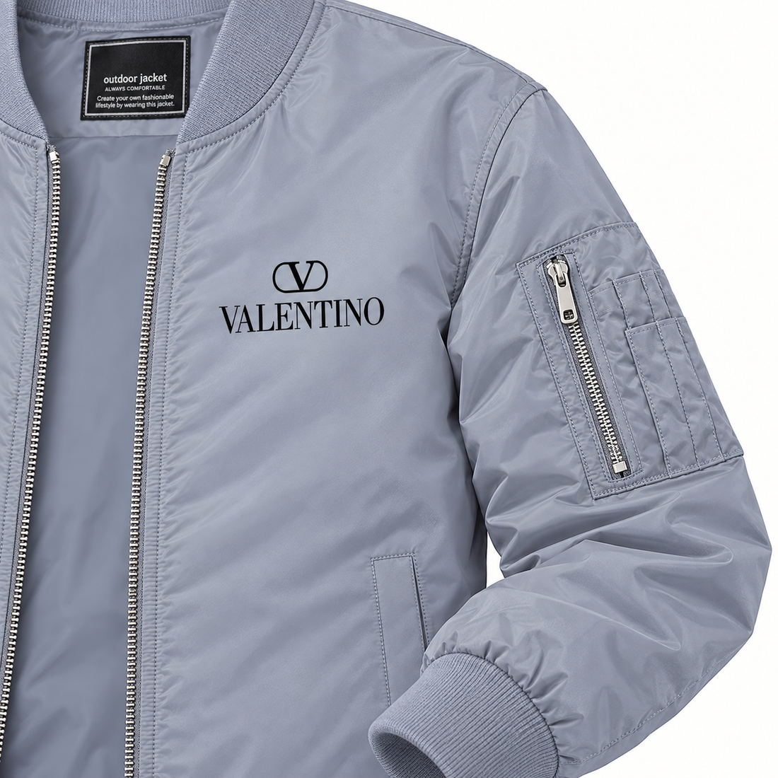 Men's Valentino Lightweight Bomber Jacket | Color: Grey | Image 5