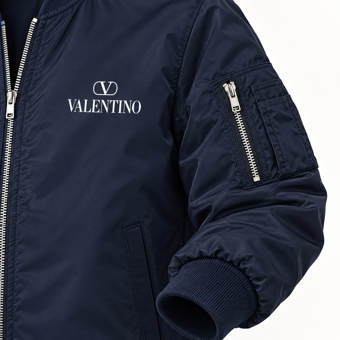 Men's Valentino Lightweight Bomber Jacket | Color: Navy | Image 5