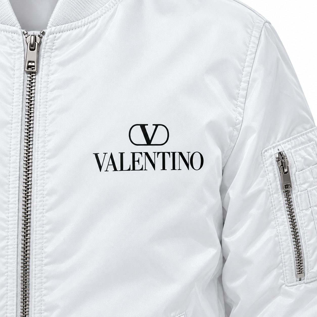 Men's Valentino Lightweight Bomber Jacket | Color: White | Image 2