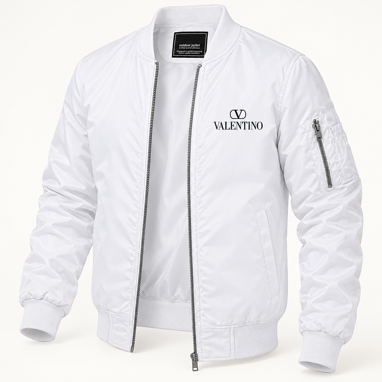 Men's Valentino Lightweight Bomber Jacket | Color: White | Image 4