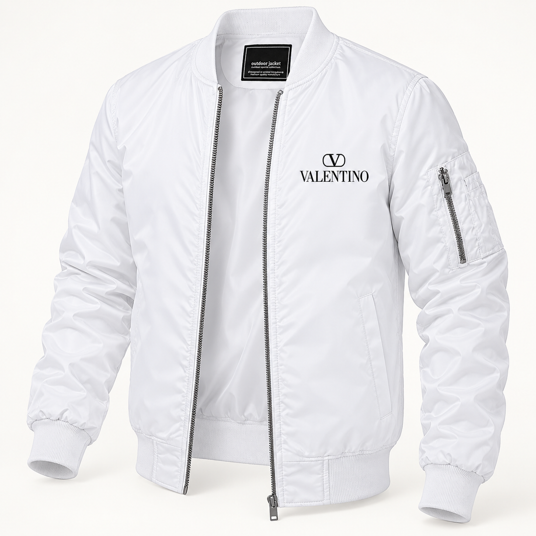 Men's Valentino Lightweight Bomber Jacket | Color: White | Image 4