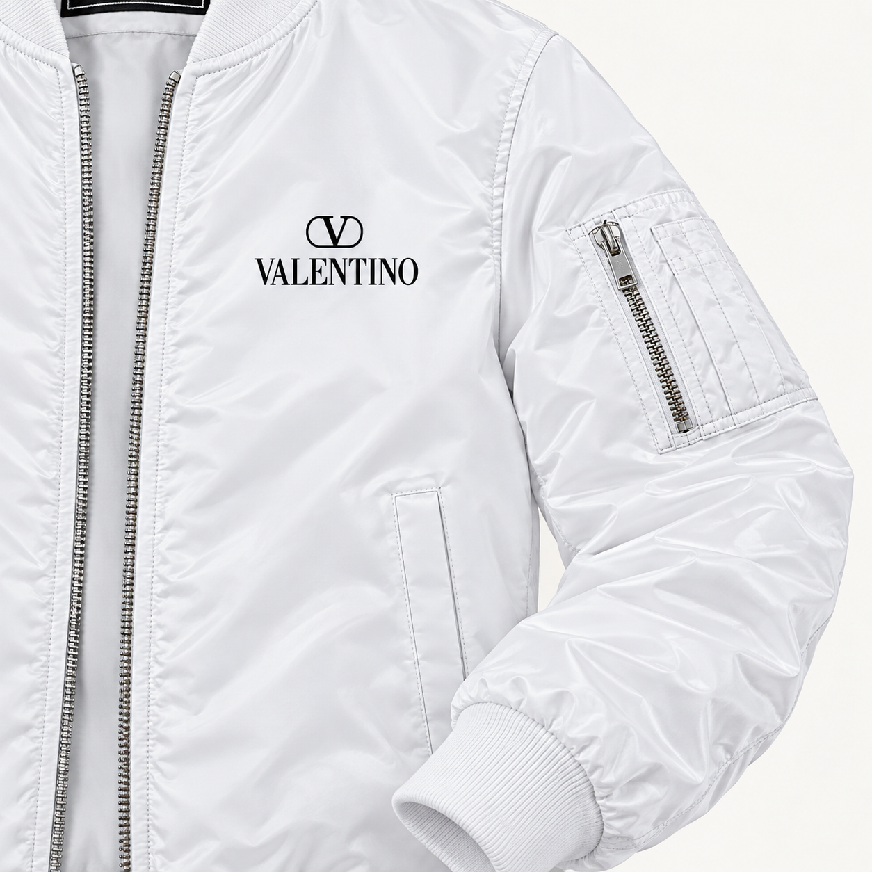 Men's Valentino Lightweight Bomber Jacket | Color: White | Image 5