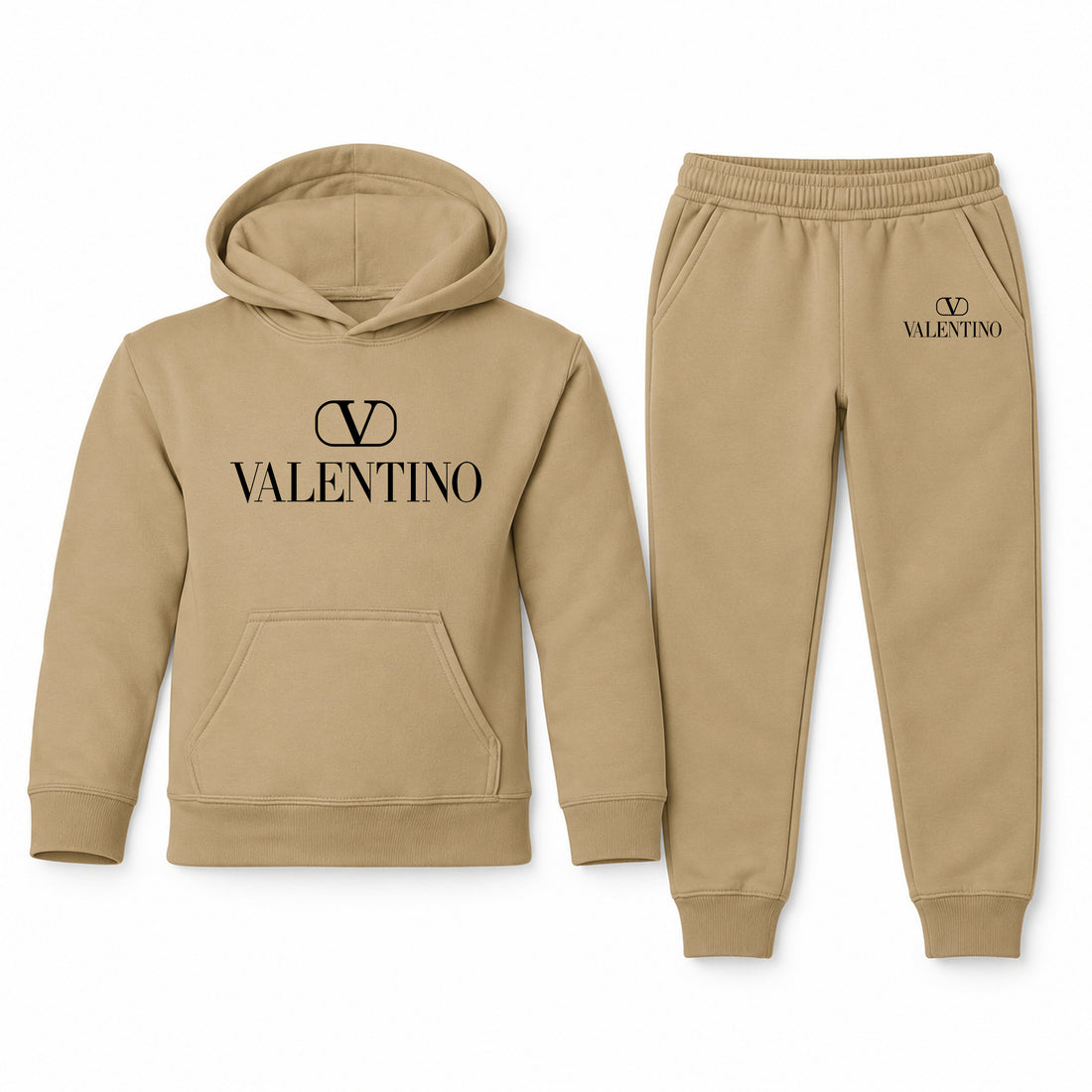 Valentino Youth Hoodie Jogger Set | Khaki | Youth Large, ages 10–12