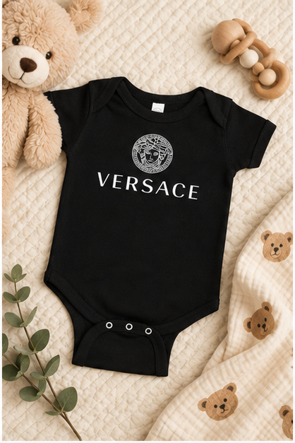 Versace Baby Romper Onesie | Color: Black | Image 2