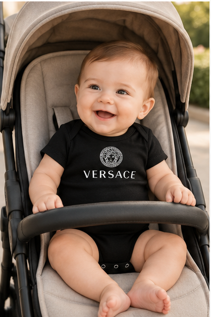 Versace Baby Romper Onesie | Color: Black | Image 4