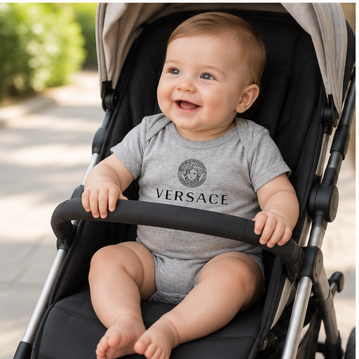 Versace Baby Romper Onesie | Color: Grey | Image 4