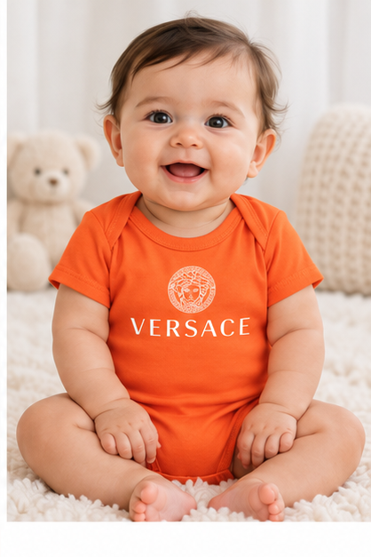 Versace Baby Romper Onesie | Color: Orange | Image 3