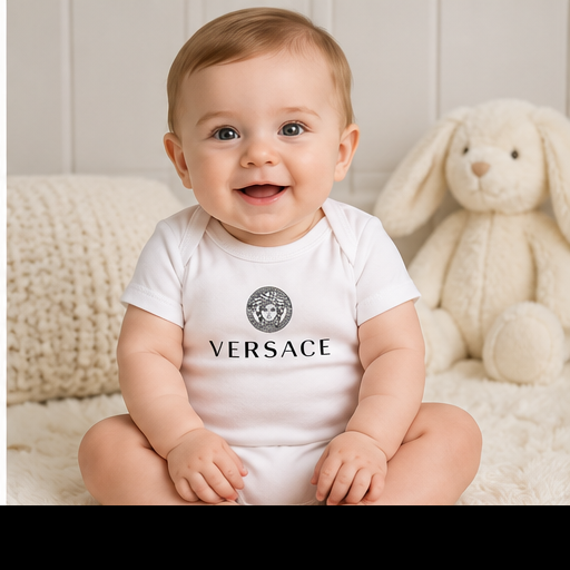 Versace Baby Romper Onesie | Color: White | Image 3