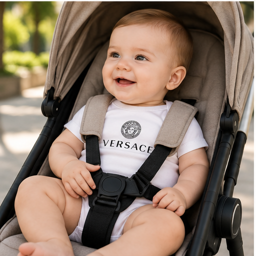 Versace Baby Romper Onesie | Color: White | Image 4