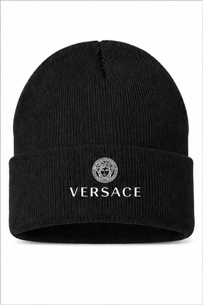 Versace Cuffed Beanie Hat | Color: Black | Image 1
