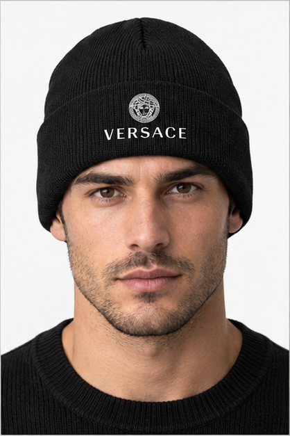 Versace Cuffed Beanie Hat | Color: Black | Image 3