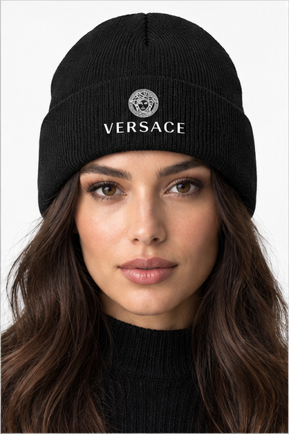 Versace Cuffed Beanie Hat | Color: Black | Image 4