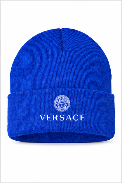 Versace Cuffed Beanie Hat | Color: Blue | Image 1