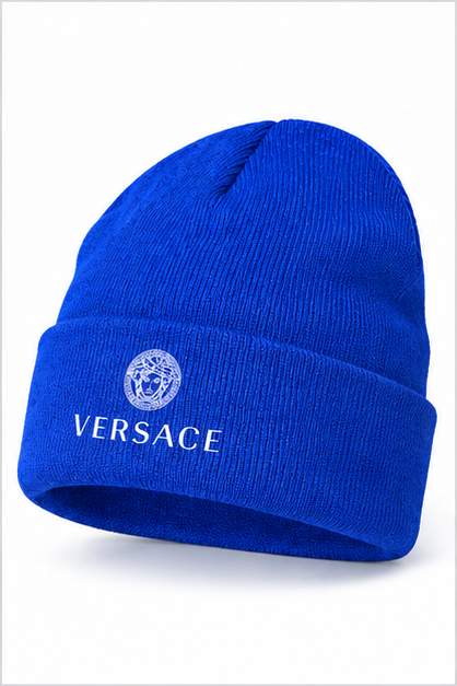 Versace Cuffed Beanie Hat | Color: Blue | Image 2