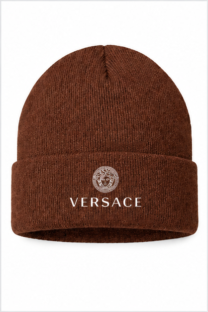 Versace Cuffed Beanie Hat | Color: Brown | Image 1