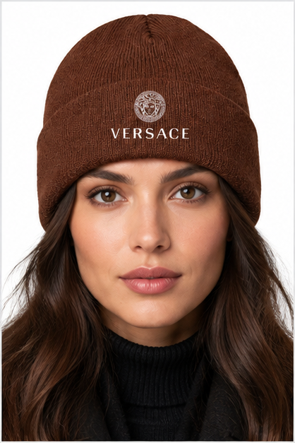 Versace Cuffed Beanie Hat | Color: Brown | Image 4