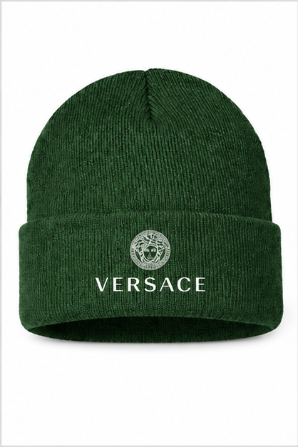 Versace Cuffed Beanie Hat | Color: Forest Green | Image 1
