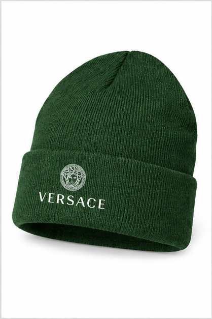 Versace Cuffed Beanie Hat | Color: Forest Green | Image 2