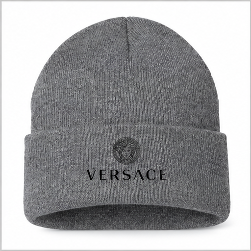 Versace Cuffed Beanie Hat | Color: Gray | Image 1