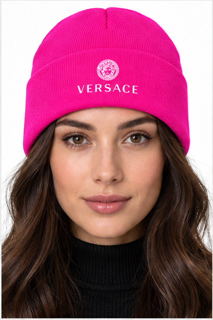 Versace Cuffed Beanie Hat | Color: Hot Pink | Image 4