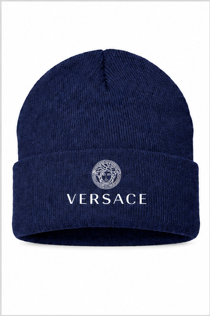 Versace Cuffed Beanie Hat | Color: Navy | Image 1