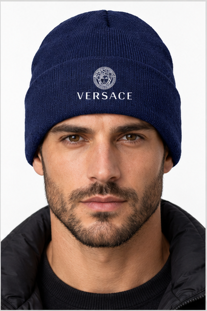 Versace Cuffed Beanie Hat | Color: Navy | Image 3