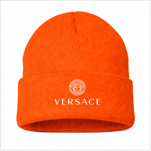 Versace Cuffed Beanie Hat | Color: Orange | Image 1