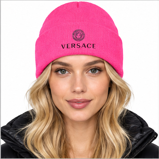 Versace Cuffed Beanie Hat | Color: Pink | Image 4
