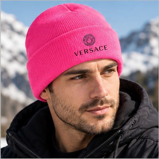 Versace Cuffed Beanie Hat | Color: Pink | Image 5
