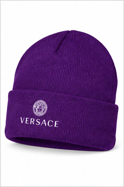 Versace Cuffed Beanie Hat | Color: Purple | Image 2