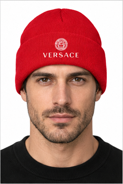 Versace Cuffed Beanie Hat | Color: Red | Image 3