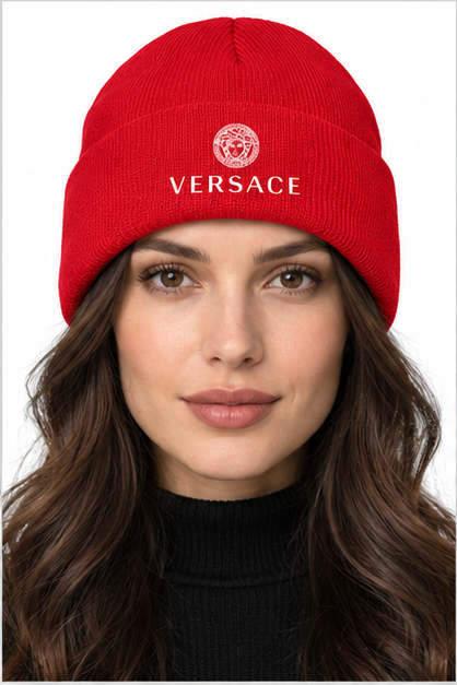 Versace Cuffed Beanie Hat | Color: Red | Image 4
