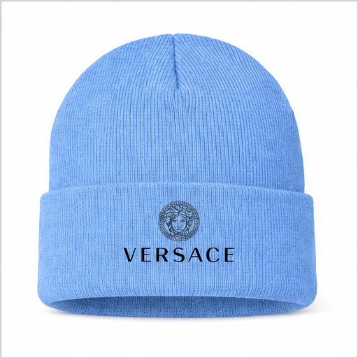 Versace Cuffed Beanie Hat | Color: Sky Blue | Image 1
