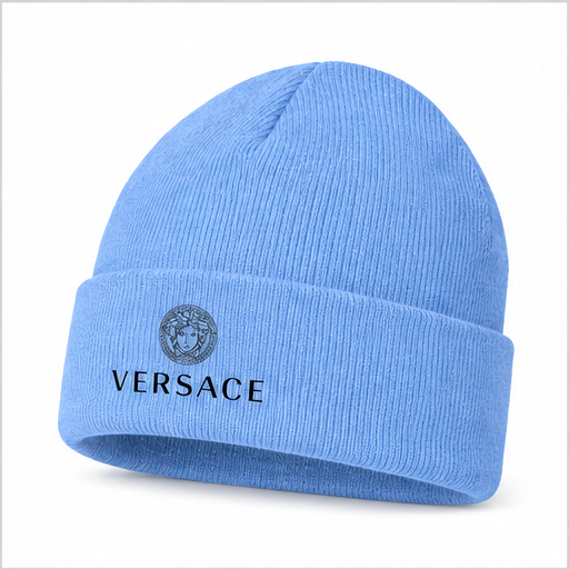 Versace Cuffed Beanie Hat | Color: Sky Blue | Image 2