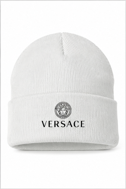 Versace Cuffed Beanie Hat | Color: White | Image 1