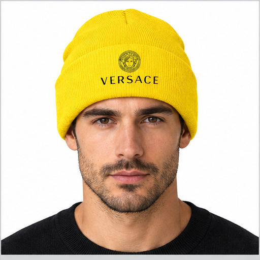 Versace Cuffed Beanie Hat | Color: Yellow | Image 3