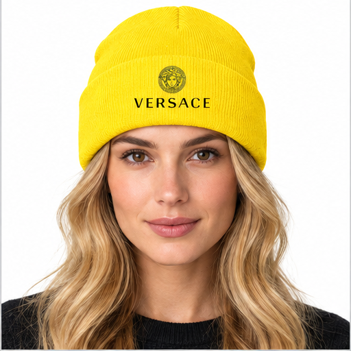 Versace Cuffed Beanie Hat | Color: Yellow | Image 4