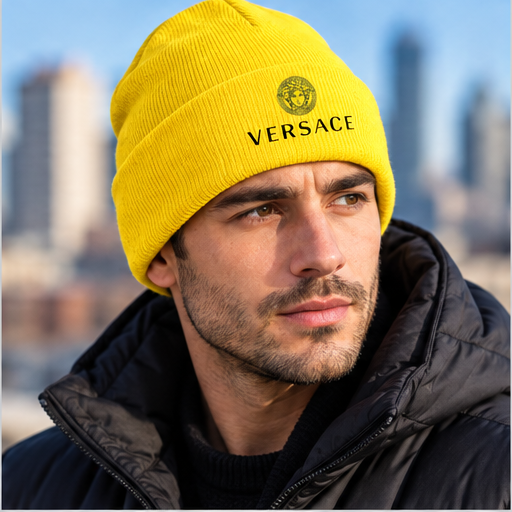 Versace Cuffed Beanie Hat | Color: Yellow | Image 5