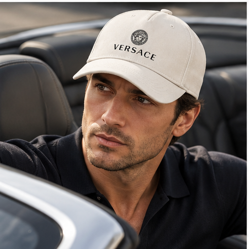 Versace Dad Baseball Cap Hat | Color: Beige | Image 4