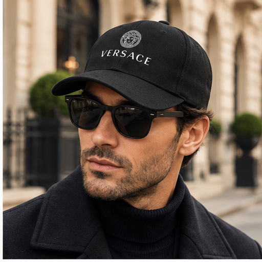 Versace Dad Baseball Cap Hat | Color: Black | Image 3
