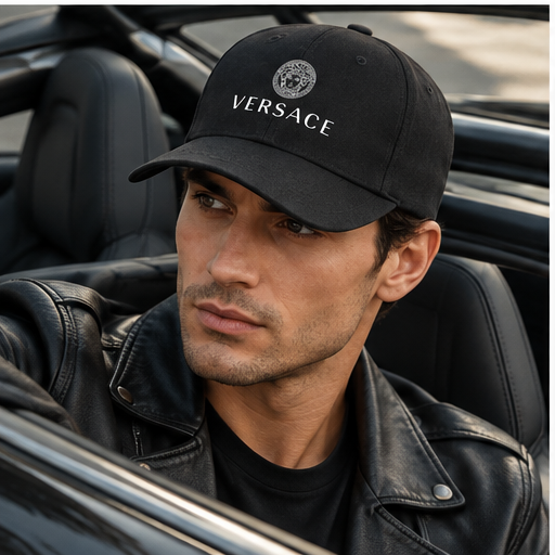 Versace Dad Baseball Cap Hat | Color: Black | Image 4
