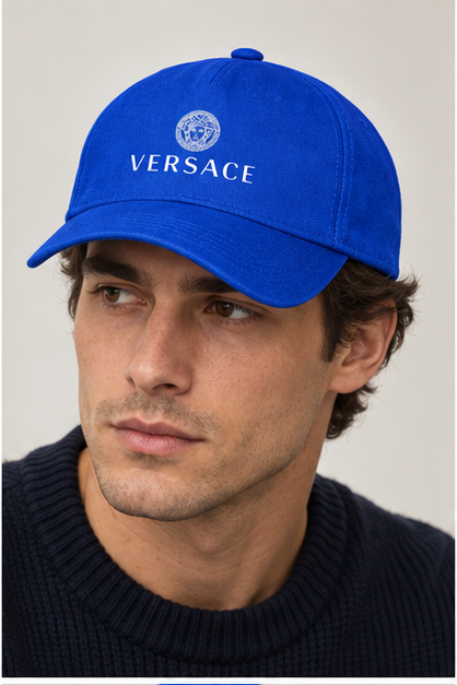 Versace Dad Baseball Cap Hat | Color: Blue | Image 2
