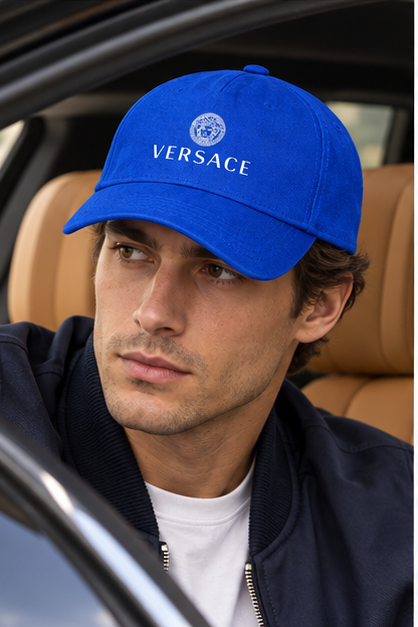 Versace Dad Baseball Cap Hat | Color: Blue | Image 4