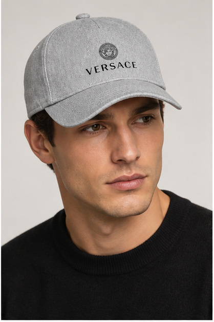 Versace Dad Baseball Cap Hat | Color: Grey | Image 2