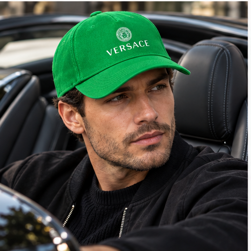 Versace Dad Baseball Cap Hat | Color: Kelly Green | Image 4