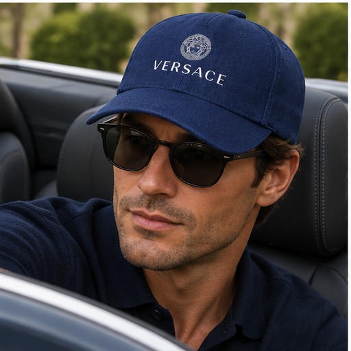 Versace Dad Baseball Cap Hat | Color: Navy | Image 4