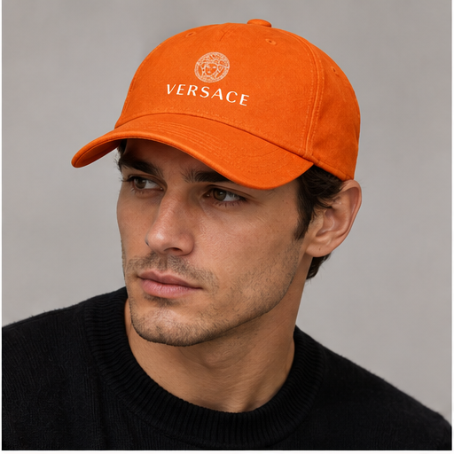 Versace Dad Baseball Cap Hat | Color: Orange | Image 2